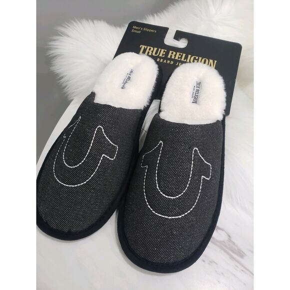 NEW‎ True Religion Men's Slippers SMALL 7/8 Slip On Horseshoe House Shoe - Picture 1 of 5
